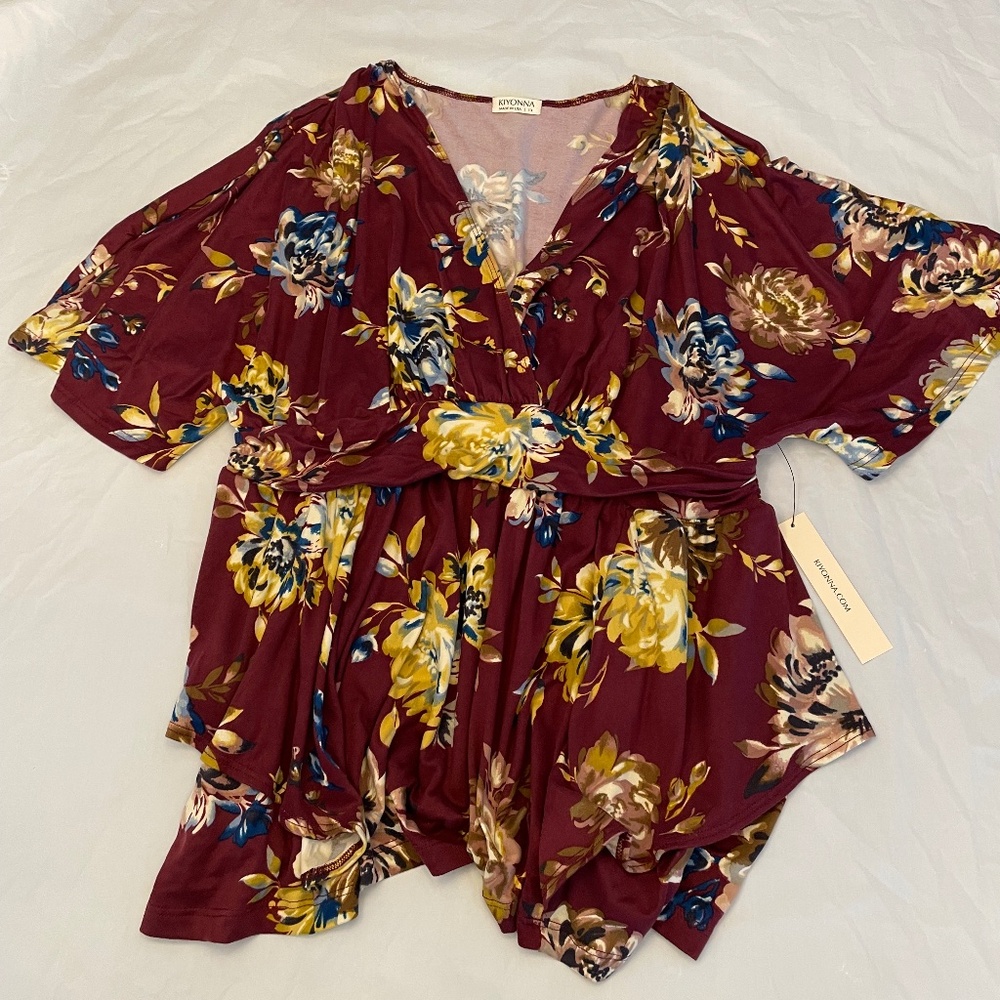 NWT size 1X Kiyonna Encore Peplum Top